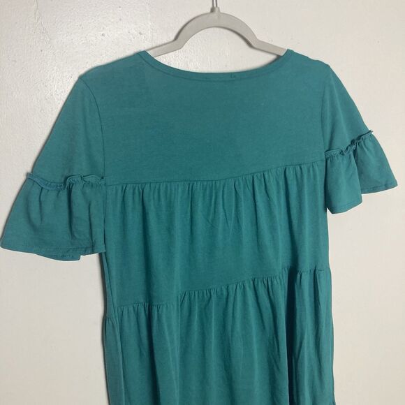NWT J. Crew Broken-in Jersey Tiered Mini Dress Deep Patina Green Hippie Boho - Picture 6 of 13